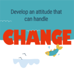 'Develop an attitude that can handle change' text on turquoise and red box 