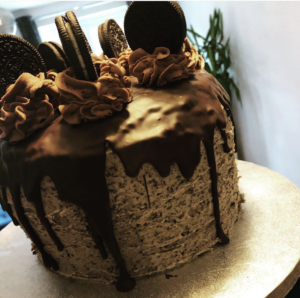 Delicious homemade cake with chocolate topping