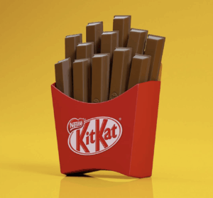 Kit Kat in McDonalds fries packaging