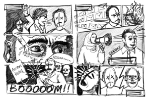 Zombies comic – sketched layout/design