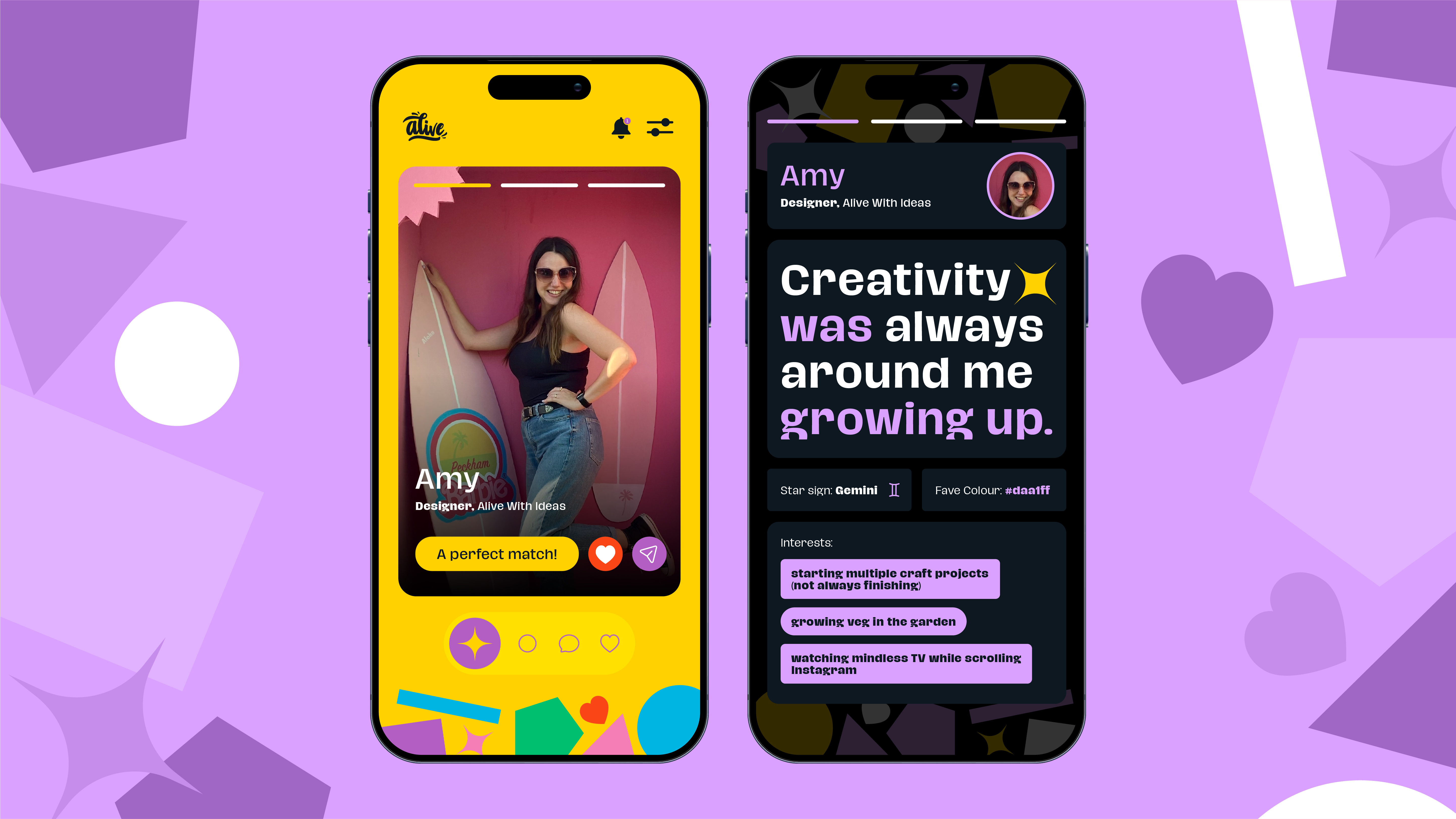 Amy's dating profile